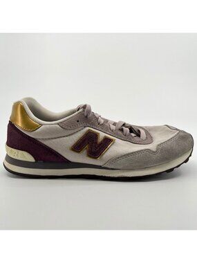 New Balance 515 Girls Size 6Y Gray Purple Gold Athletic Running Shoes Sneakers